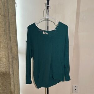 Wilfred Free Top Womens 2XS Teal Long Sleeve Draped Minimalist Chic Elevated